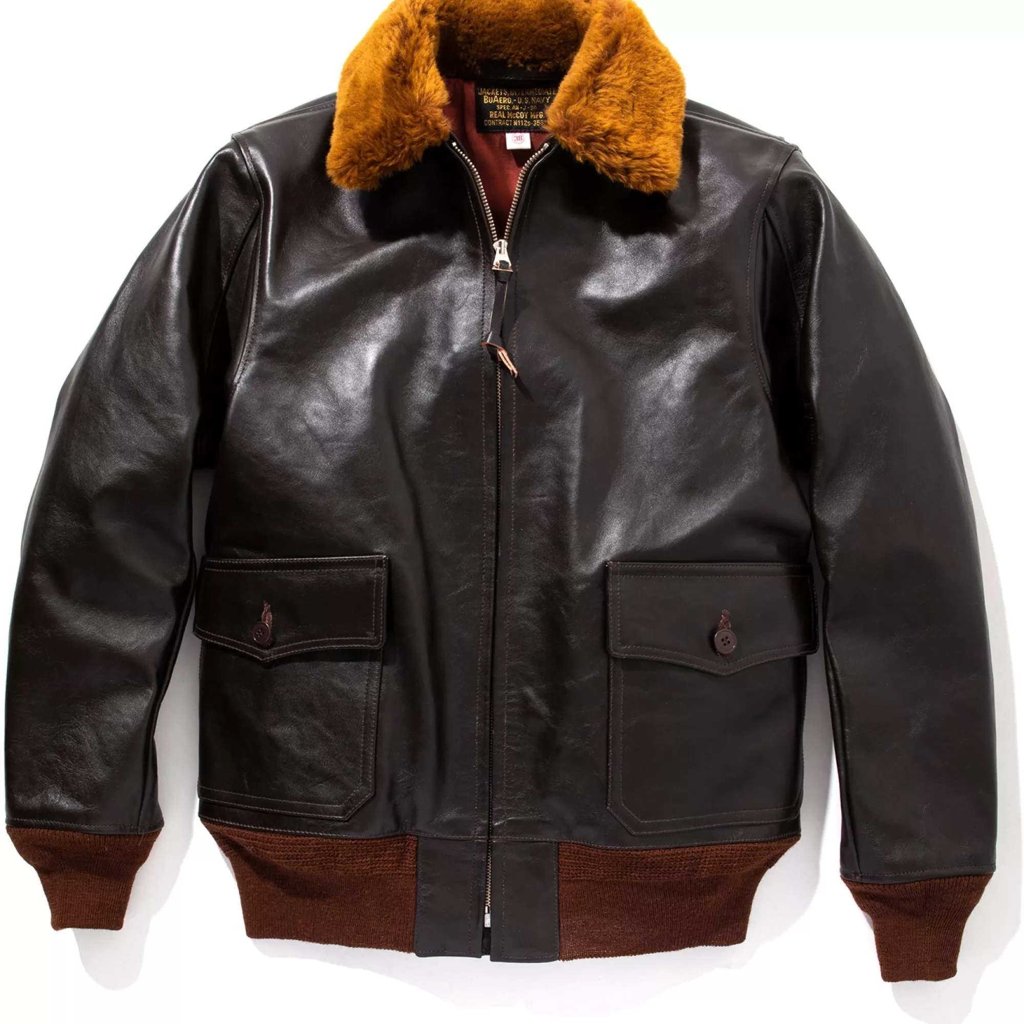The Real McCoy's Leather^Type An-J-3A Real Mccoy Mfg. Co. Seal Brown