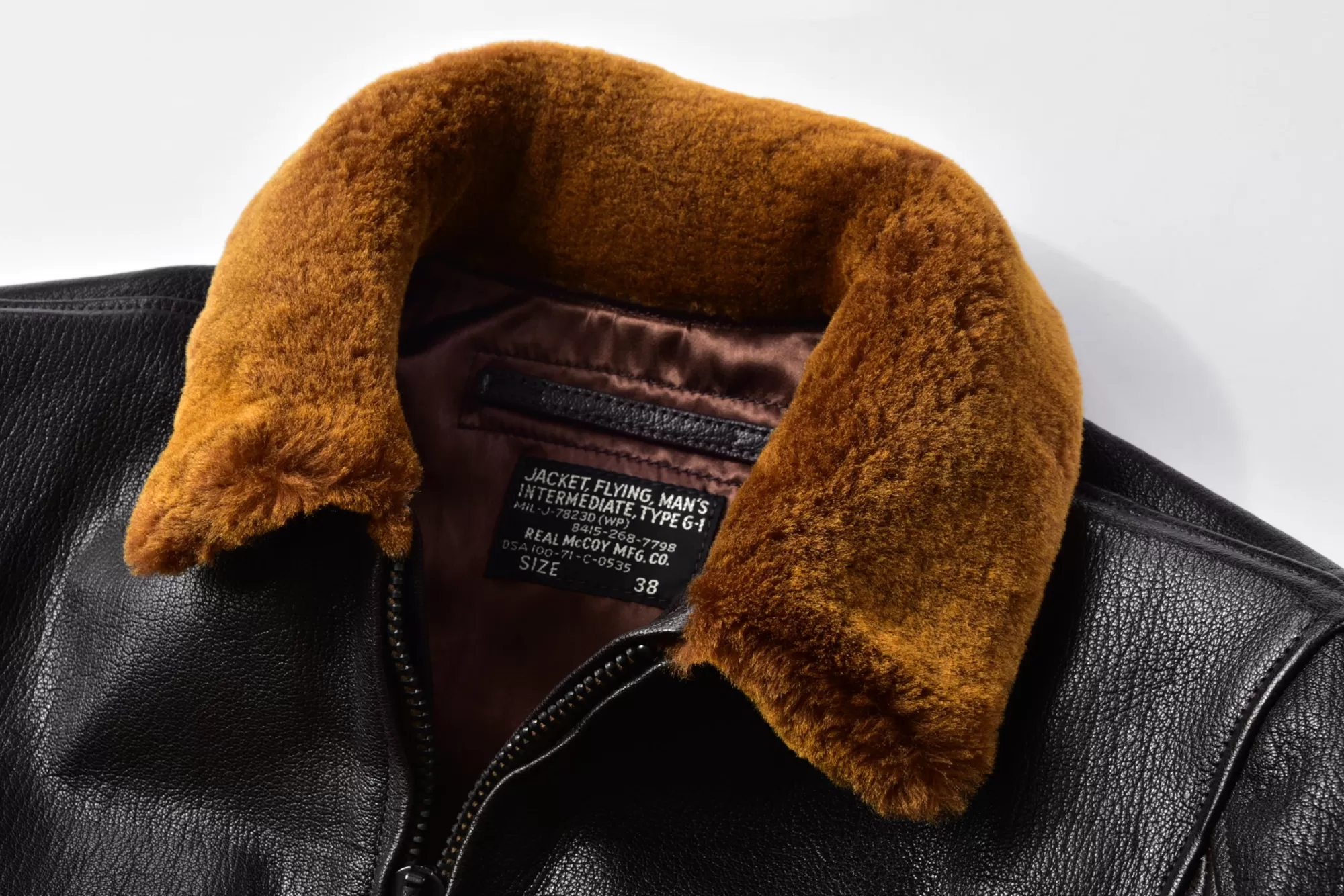 The Real McCoy's Leather^Type G-1 Real Mccoy Mfg. Co. Mil-J-7823 Brown