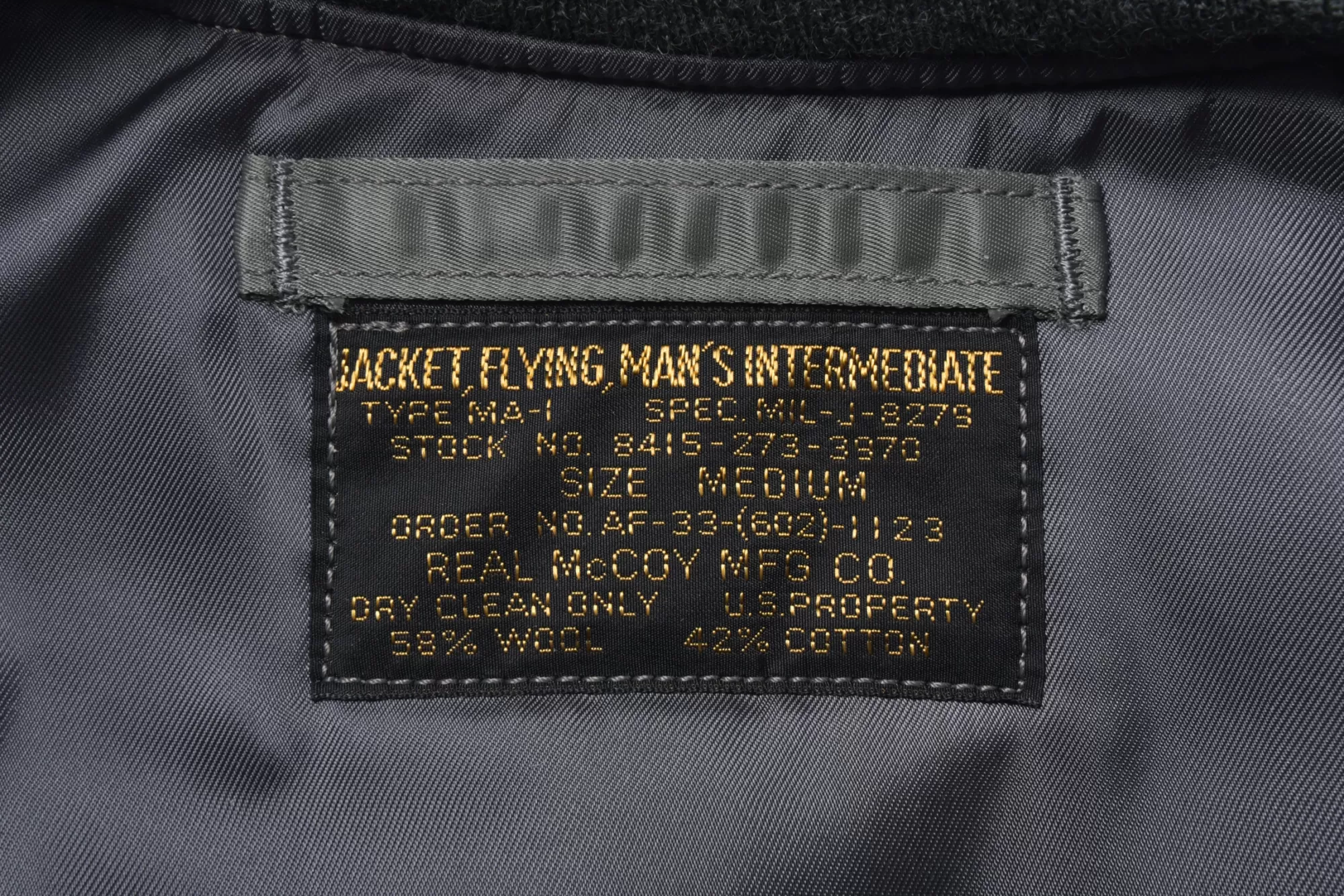 The Real McCoy's Military^Type Ma-1 Real Mccoy Mfg. Co./Decal Sage Green